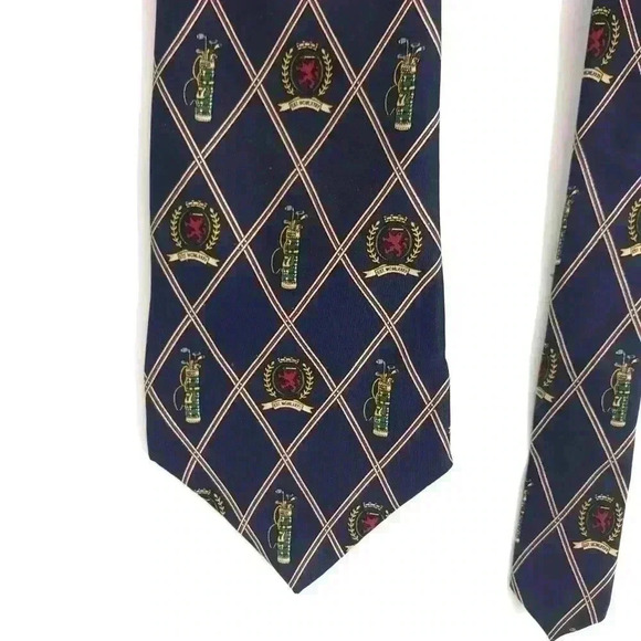 VINTAGE TOMMY HILFIGER GOLF SILK TIE NAVY BLUE 58” X 4” PREPPY CLASSIC - Picture 5 of 10